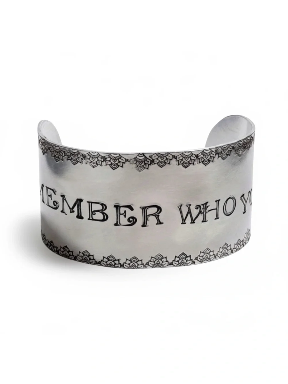 Handmade stamped motivational adjustable Silver Wide Cuff Bracelet‎